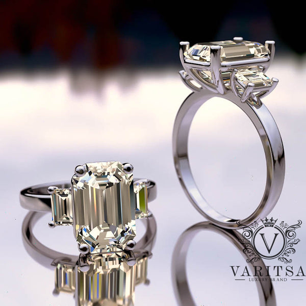 Emerald cut Gold Engagement Ring - 16GG93
